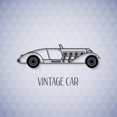 Retro cabriolet spor araba, vintage anahat stili