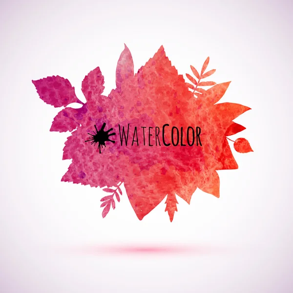 Red watercolor painted autumn leaves banner — Stock Vector