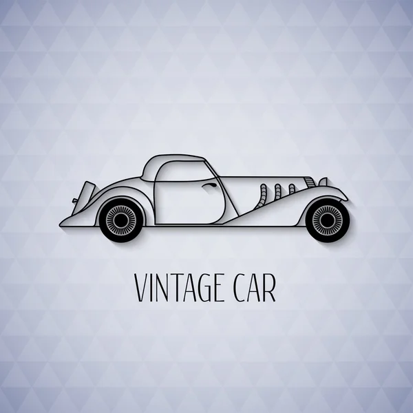 Coche deportivo retro cabriolet, estilo de contorno vintage — Vector de stock