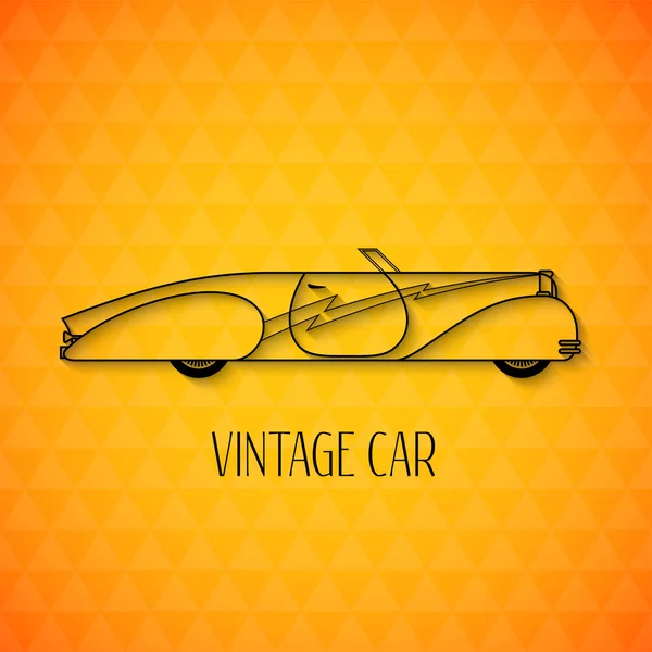 Retro cabriolet spor araba, vintage anahat stili — Stok Vektör