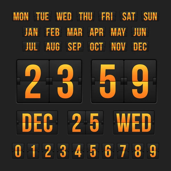 Countdown timer and date, calendar scoreboard — Stock Vector