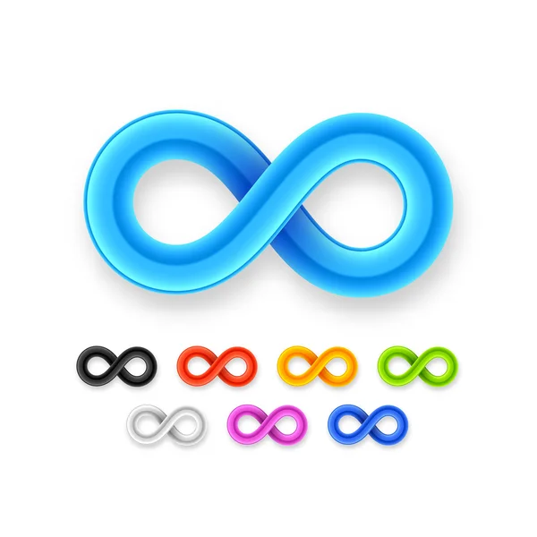 Bunte Infinity-Symbol-Set-Symbol aus glänzendem Draht — Stockvektor