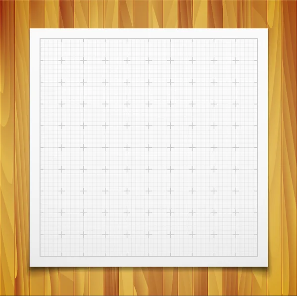 白色孤立正方形网格和木材纹理上孤立的影子 — 图库矢量图片