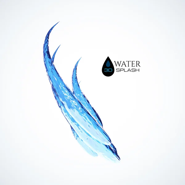 Μπλε 3d splash water απομονωθεί σε λευκό — Διανυσματικό Αρχείο