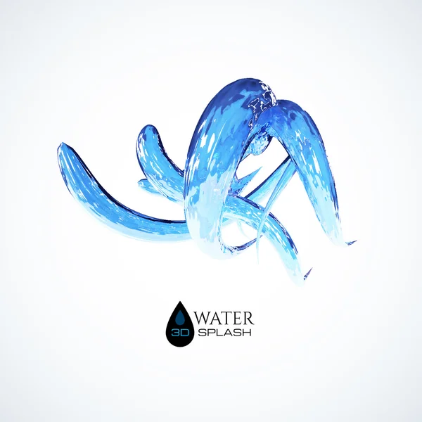 Esguicho de água azul 3D isolado no branco — Vetor de Stock