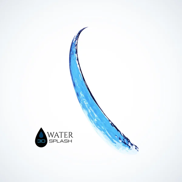 Blauwe 3d water splash geïsoleerd op wit — Stockvector