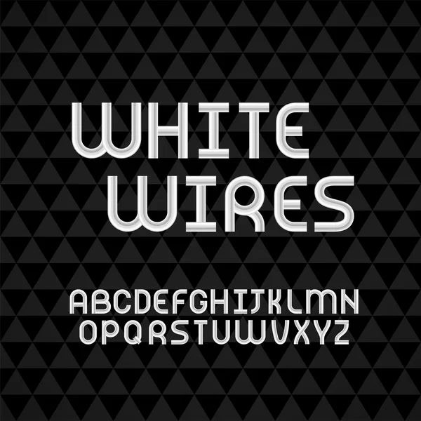 Wired wavy cable, white contour alphabet — Stock Vector