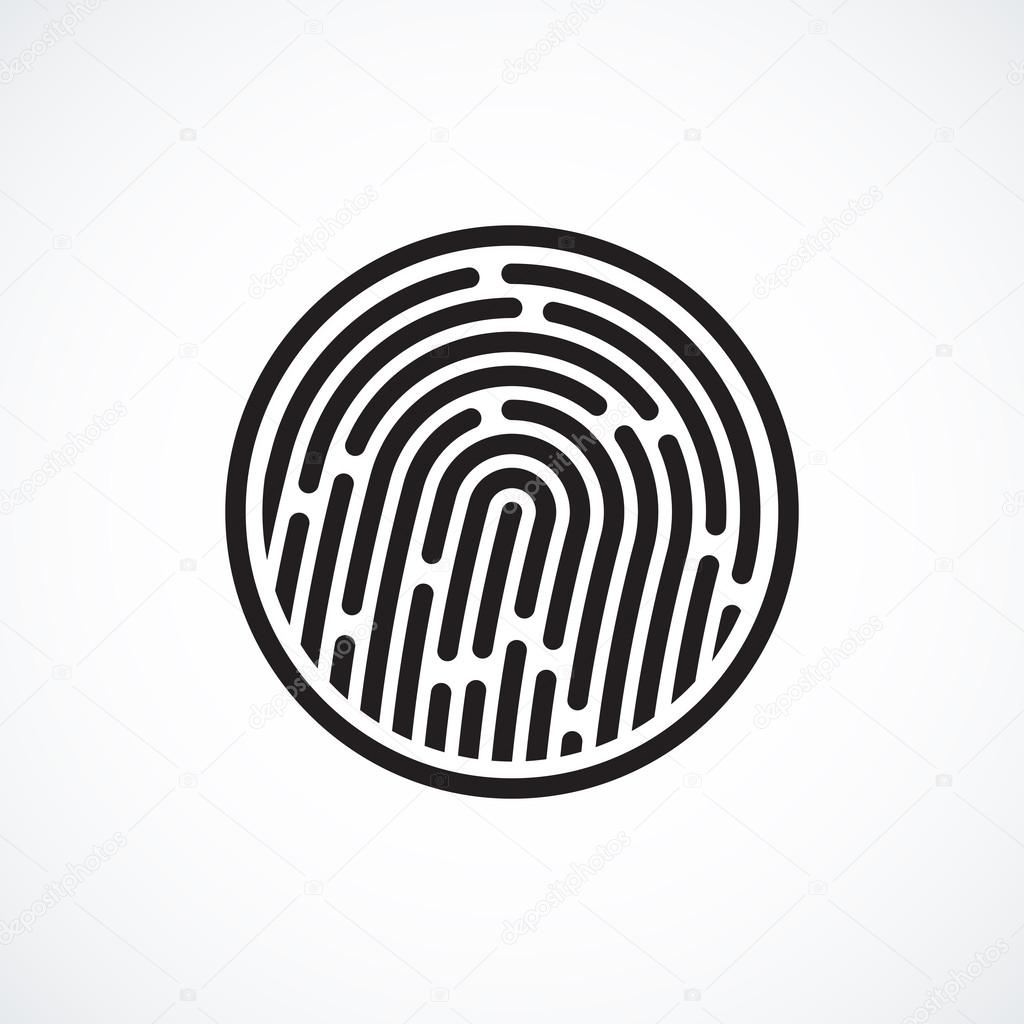 Fingerprint identification system, black symbol isolated on white