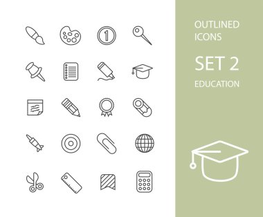 Outline icons thin flat design, modern line stroke style clipart