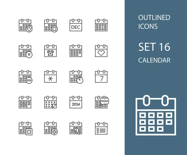 Icônes contour design plat mince, style de trait de ligne moderne — Image vectorielle