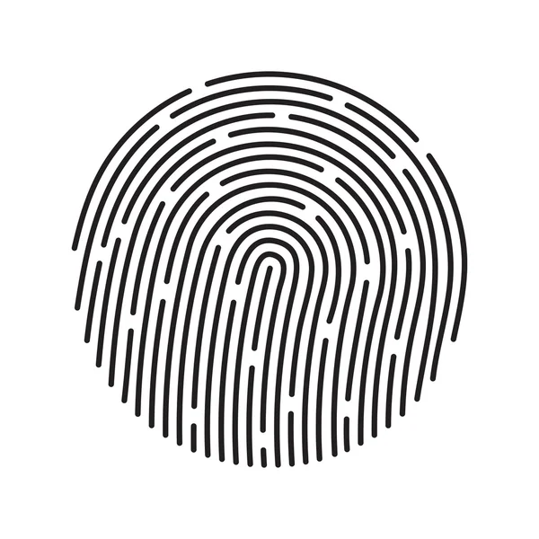 Fingerprint identification system, black symbol isolated on white — Stock Vector