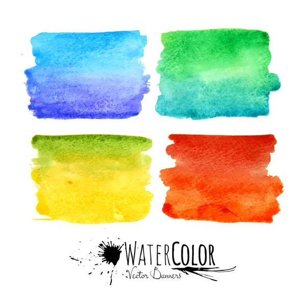 Aquarela texturizadas manchas de tinta colorido conjunto —  Vetores de Stock