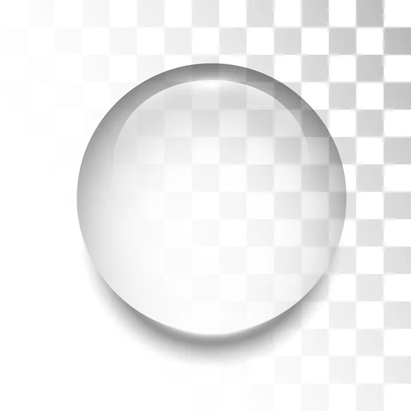 Gota transparente con sombra y reflexión — Vector de stock