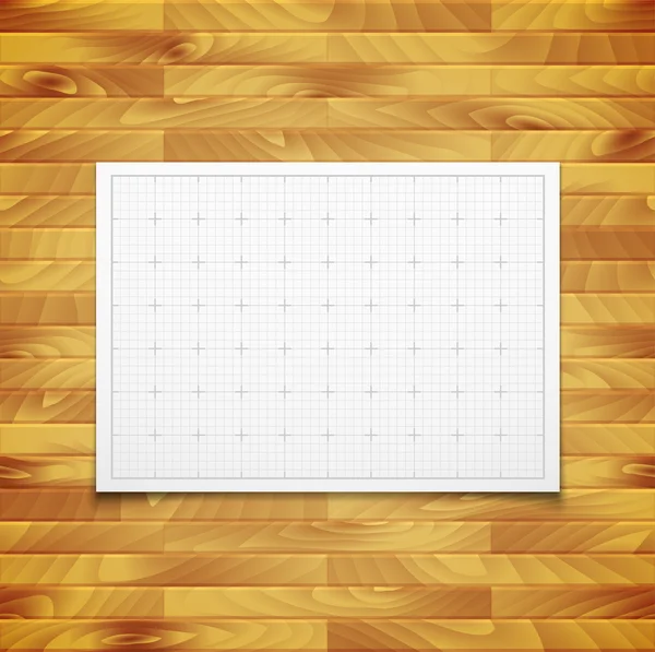 White isolated square grid with shadow isolated on wood texture — Stock Vector