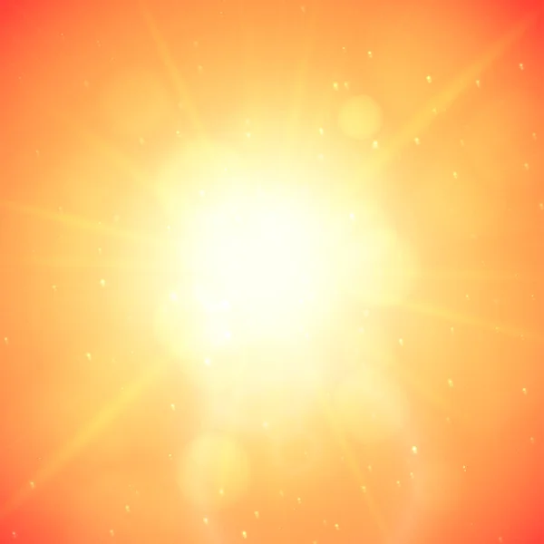 夏の背景、レンズ フレアと夏の太陽 — ストックベクタ