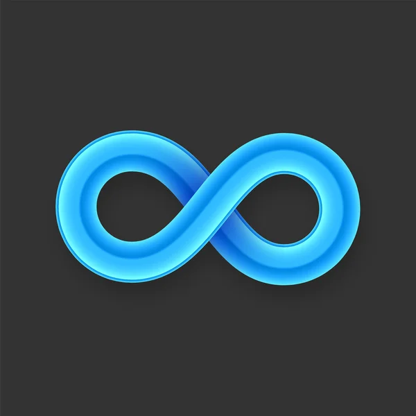 Ícone de símbolo infinito azul de fio brilhante com sombra —  Vetores de Stock