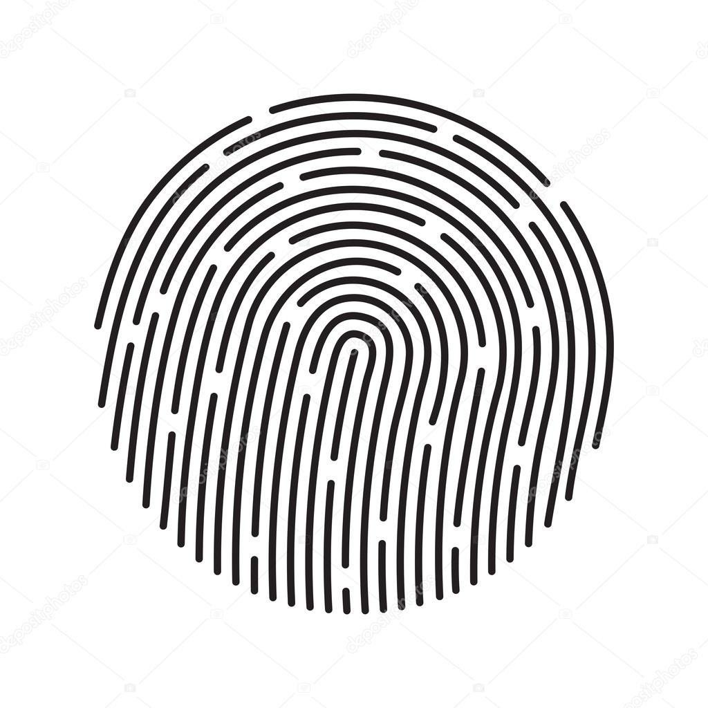 Fingerprint identification system, black symbol isolated on white
