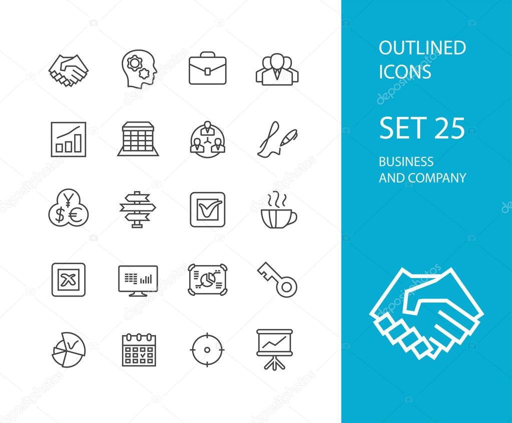 Outline icons thin flat design, modern line stroke style