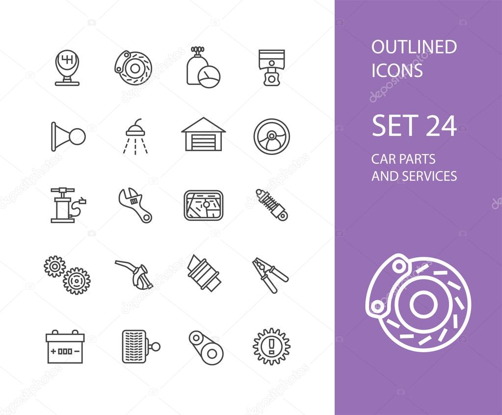 Outline icons thin flat design, modern line stroke style