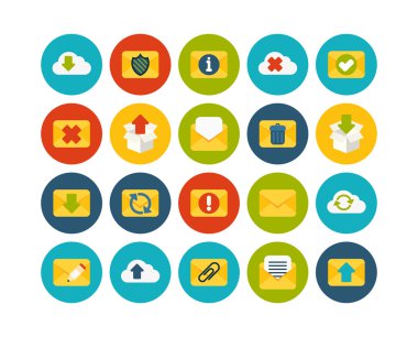 Düz posta ve bulut Icons set