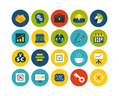 İş ve şirket düz Icons set
