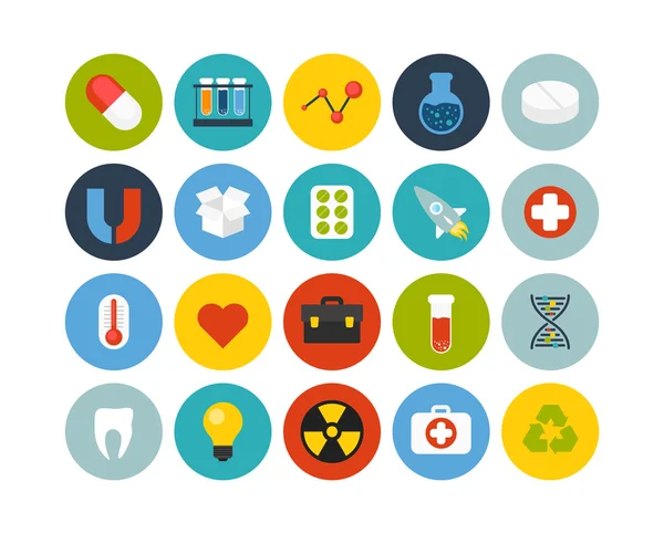 Wetenschap en geneeskunde platte icons set — Stockfoto