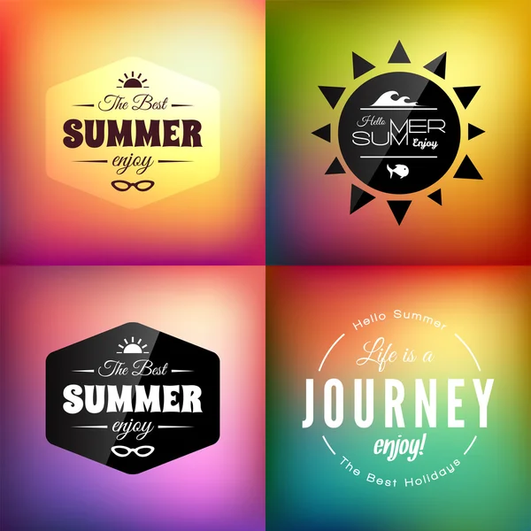 Set de tarjetas de verano estilo retro — Foto de Stock