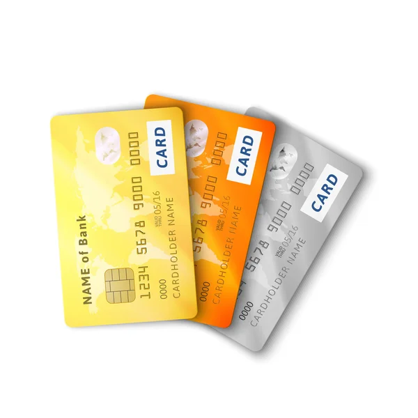 Aantal gedetailleerde glanzende creditcards — Stockvector