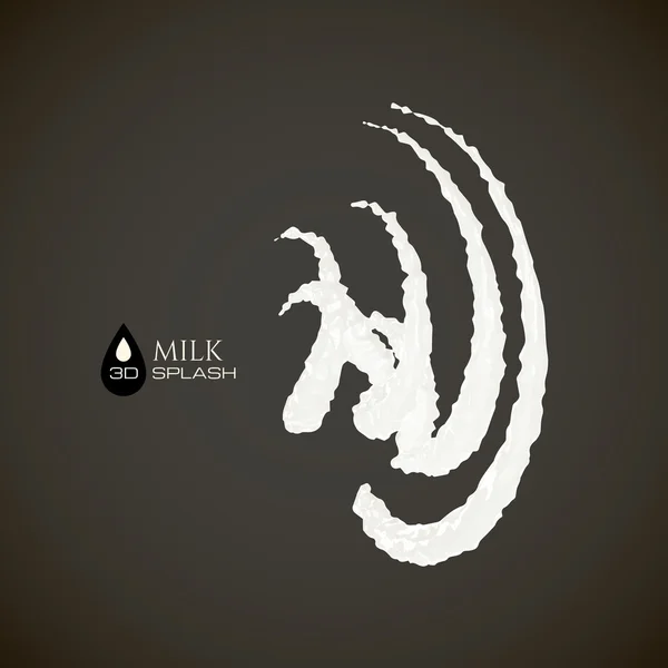 Milch 3d Splash auf schwarzem Hintergrund — Stockvektor