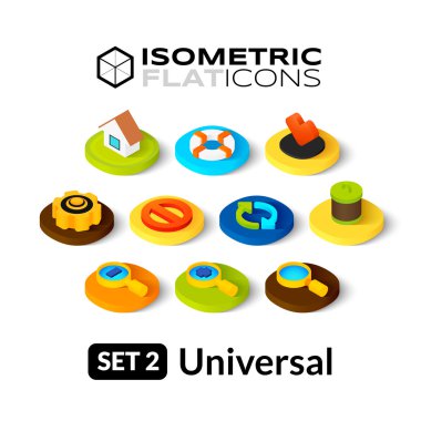 İzometrik düz Icons set
