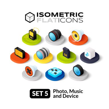 İzometrik düz Icons set
