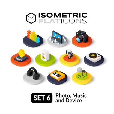 İzometrik düz Icons set