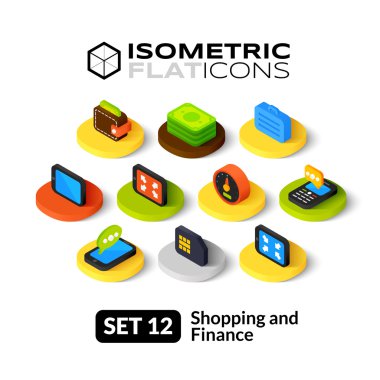 İzometrik düz Icons set