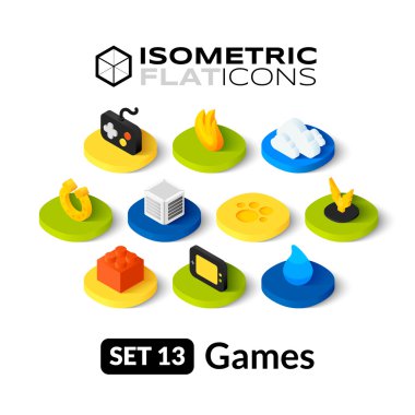İzometrik düz Icons set