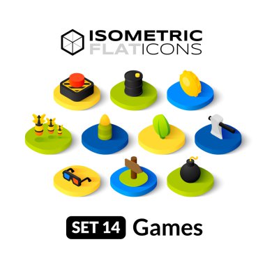 İzometrik düz Icons set