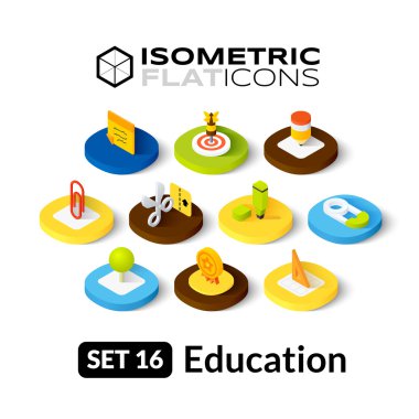 İzometrik düz Icons set