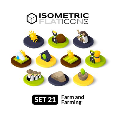 İzometrik düz Icons set
