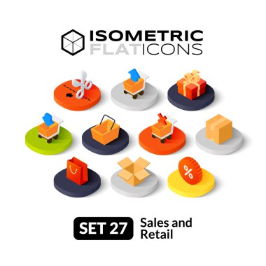 İzometrik düz Icons set