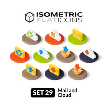 İzometrik düz Icons set