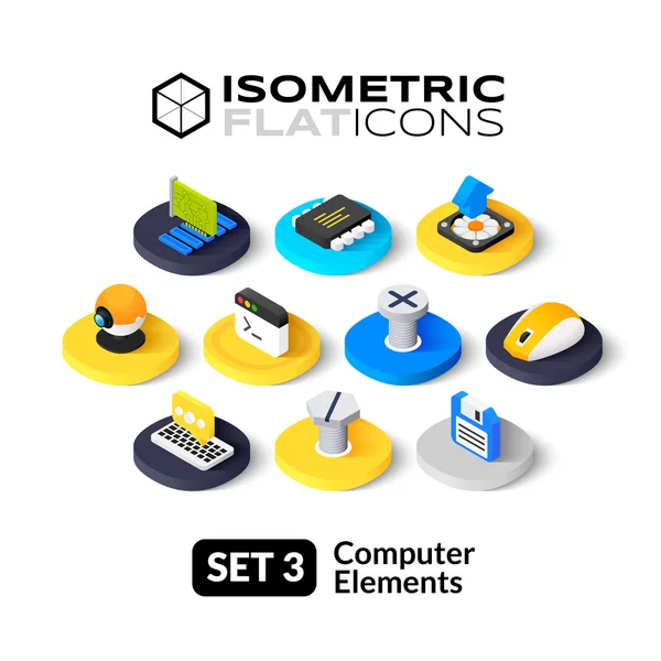 Conjunto de iconos planos isométricos — Vector de stock