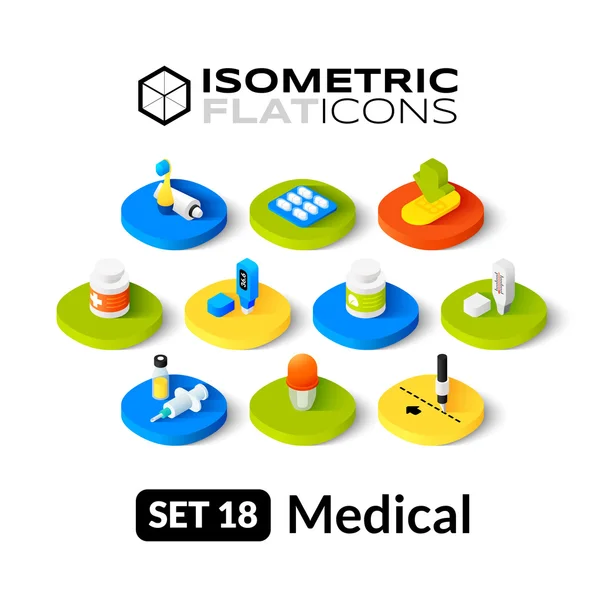 Conjunto de ícones planos isométricos — Vetor de Stock