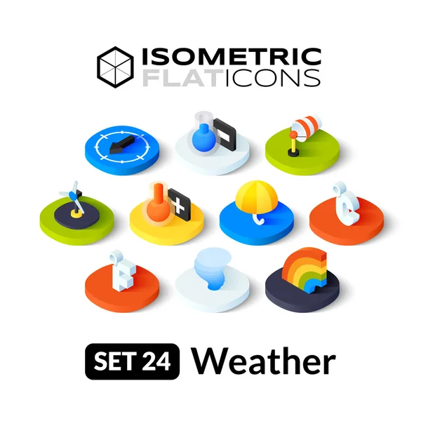 Conjunto de ícones planos isométricos — Vetor de Stock