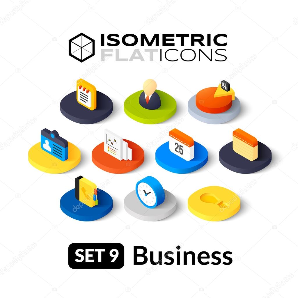 Isometric flat icons set