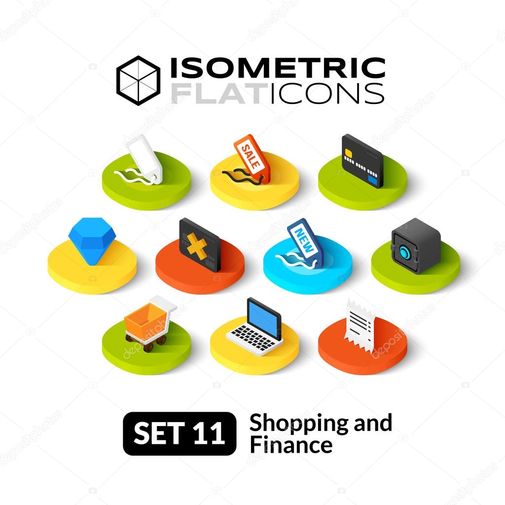 Isometric flat icons set
