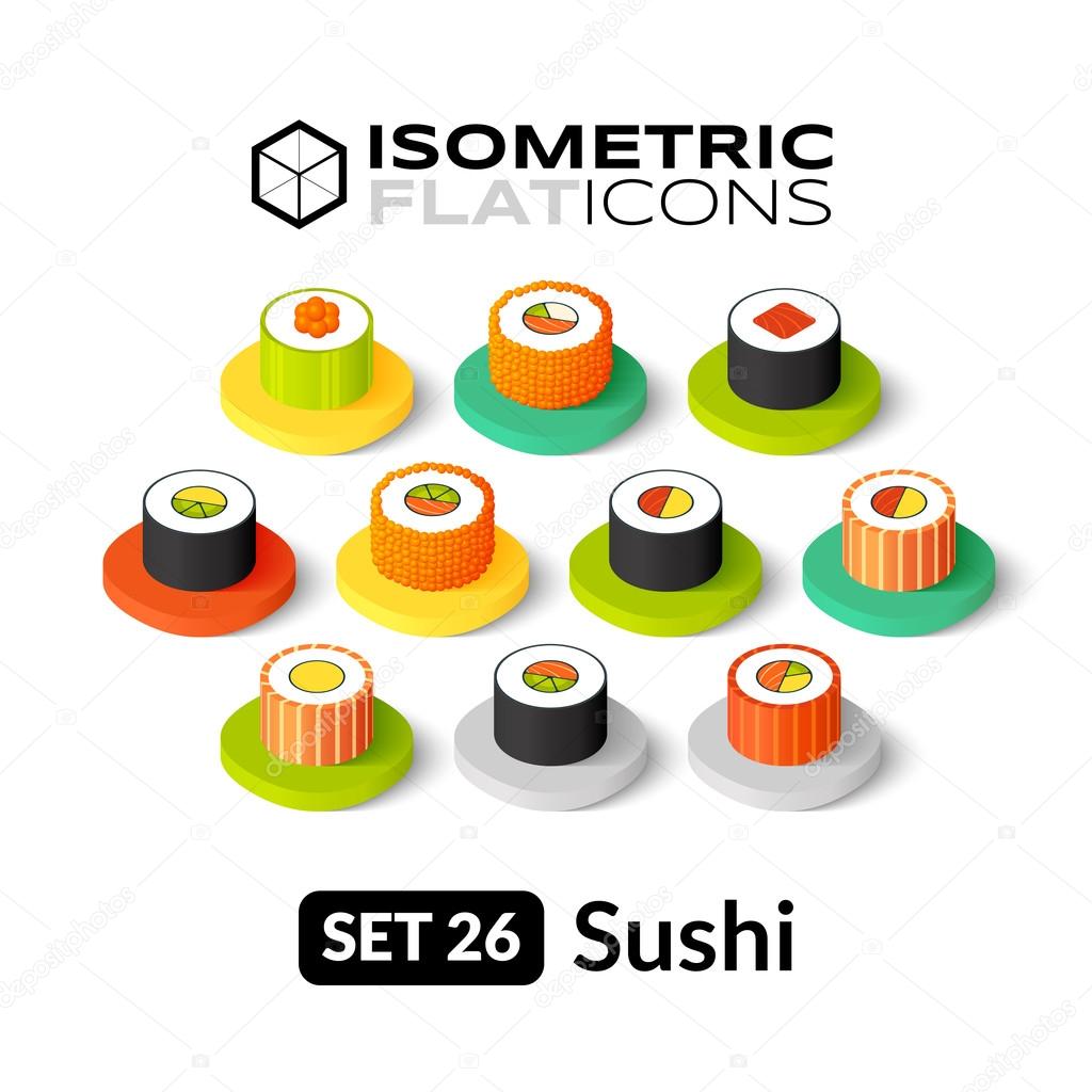 Isometric flat icons set