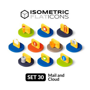 İzometrik düz Icons set