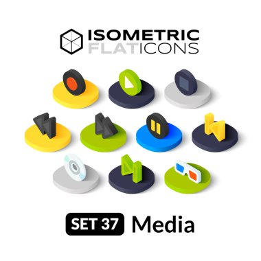 İzometrik düz Icons set