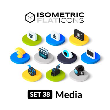 İzometrik düz Icons set