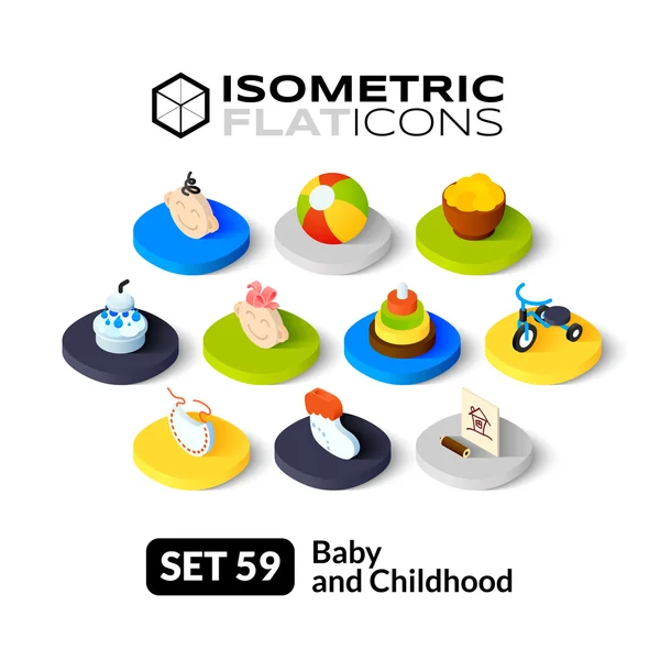 Ensemble d'icônes plates isométriques — Image vectorielle
