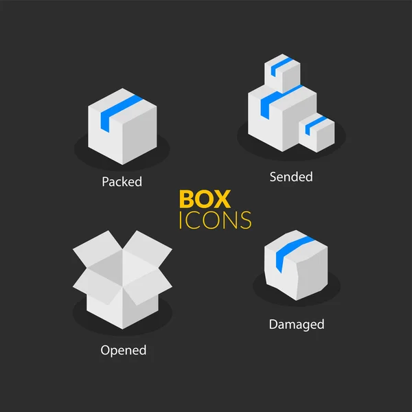 Κουτί πρότυπο λογότυπο, επίπεδη εικονίδια που — Διανυσματικό Αρχείο